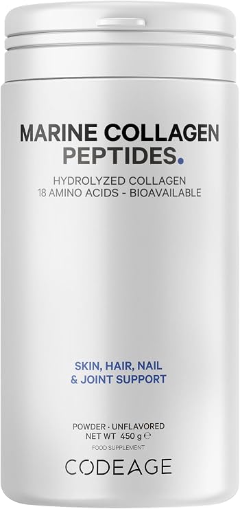 Codeage Marine Collagen Peptides Powder, Type I & III, Wild-Caught, 450g