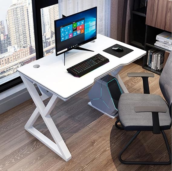 Bestier I-Shaped Gaming Desk Computer Desk X-Shaped Gaming Table Gamer Workstation with Large Mouse Pad for Heavy Duty Metal Wood Computer Desk for Gaming and Office White L 8