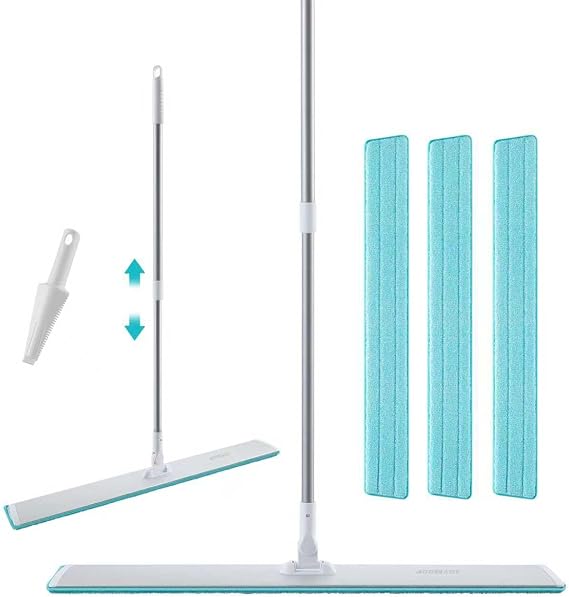 JOYMOOP 36 Inch Commercial Microfiber Dust Mop, Grey-White Heavy Duty Industrial Wet Dry Floor Mop for Hardwood Floors with Telescopic Handle, Includes 3 Mop Pads