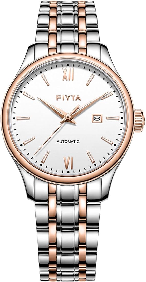 FIYTA Classic Women's Mechanical Watch, 3-Hand, Minimalist Ultrathin Design, Synthetic Sapphire Crystal, Stainless Steel Strap, 32MM