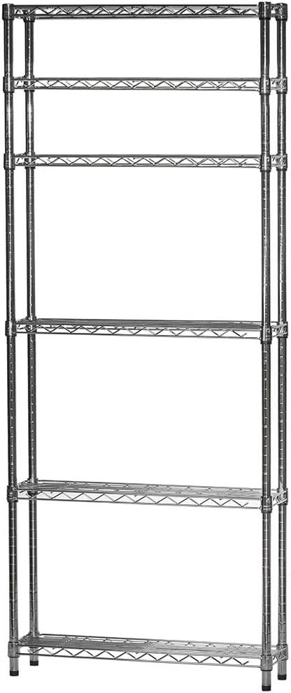 Shelving Inc. 8" d x 18" w x 54" h Chrome Wire Shelving with 6 Tier Shelves, Weight Capacity 800lbs Per Shelf