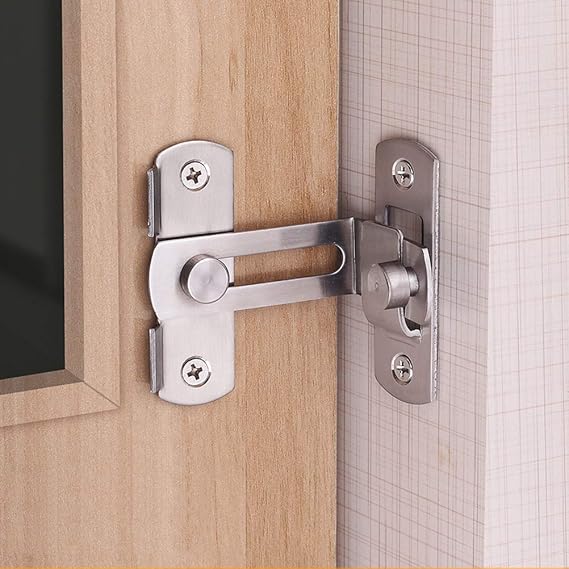 Stainless Steel 90 Degree Buckle flip Latch Right Angle Door Latch Lock Lever Latch Heavy Duty Safety Door Lock, Brushed Nickel