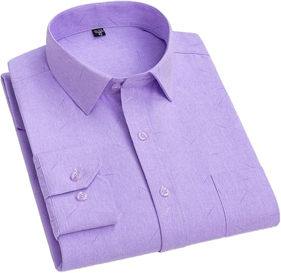 Dninmim Men Print Casual Long Sleeve Shirts Slim Fit Button Up Polka Dot Striped Dress Shirt for Formal