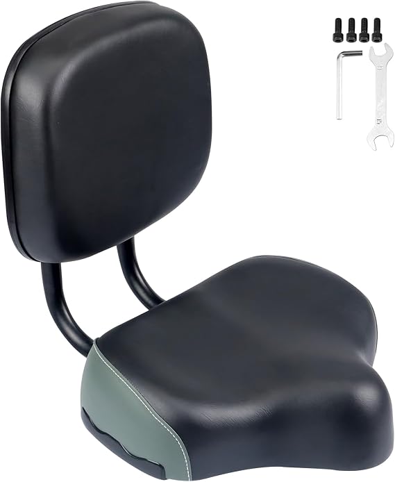 WEEROCK Bike Saddle Bicycle Seats Oversized Comfortable with Backrest Replacement Soft Back Rest PU Cushion for Bicycle Mountain Bike MTB Tricycle Commuter Bike