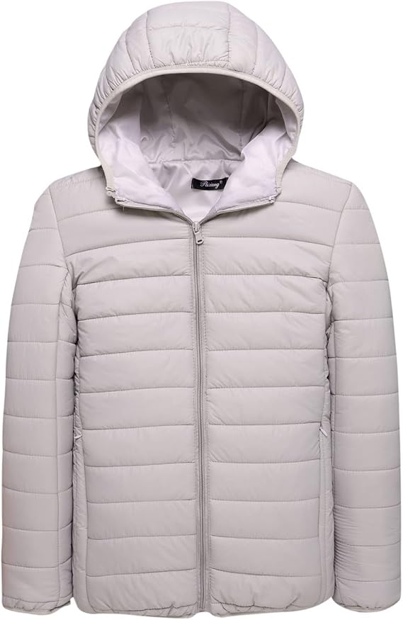 Lightweight Puffer Jacket Men with Hood Zip up Padded Coat Winter Down Jackets Quilted Jacket Warm Outdoor Jacket