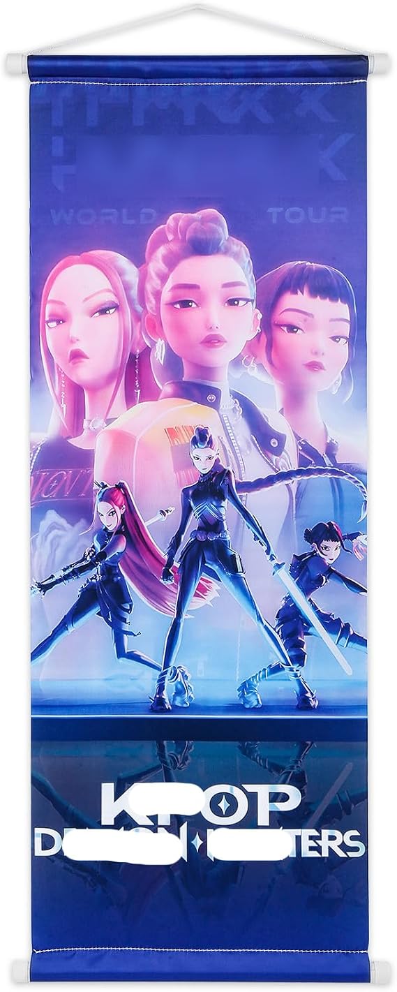 Ainvliya Demon Scroll Poster, Huntrs Poster Decor for Bedroom, Anime Movie Posters Canvas FilmPosters Prints, Cartoon Wall Art for Living Room or Fan Gifts 72 * 28cm