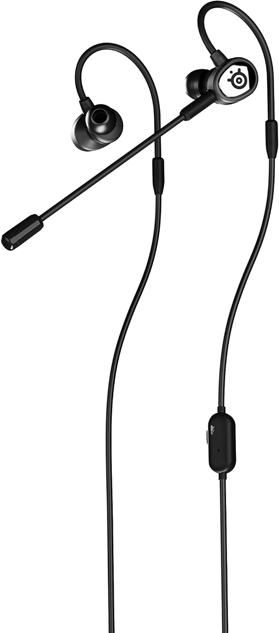 SteelSeries Tusq in-Ear Mobile Gaming Headset Dual Microphone with Detachable Boom Mic Ergonomic Suspension Design Earphones for Mobile,Black