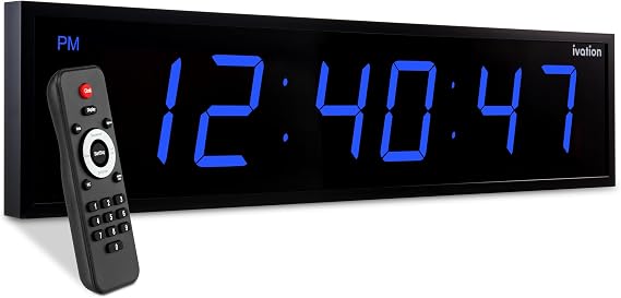 Ivation Oversized Digital Wall Clock with Large LED Display & Timer, 24"