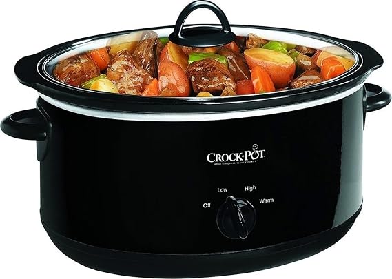 Crock-Pot 8-Quart Manual Slow Cooker, XL Family Size Serves 10+ People, Removable Stoneware with Warming Setting, Dishwasher Safe for Easy Cleanup, Black