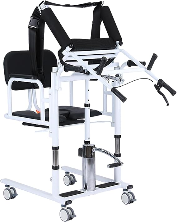 Patient Lift Wheelchair Electro Hydraulic Lift Transfer Machine, Patient Transfer Lift Chair, Bedside Lift Aid for Nursing Elderly with Potty, Adjustable Height Bathroom Wheelchair (Black, A)