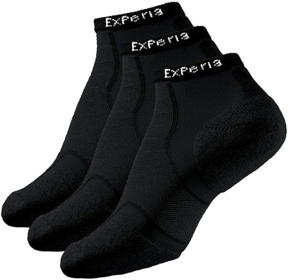 Thorlos Experia Thin Padded Ankle Sock, 3 Pair Pack, Black L