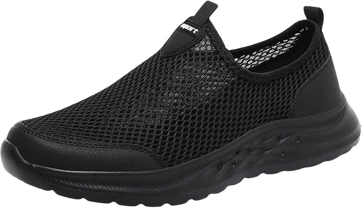 Men Sports Shoes Fashionable New Pattern Mesh Hollow Breathable Comfortable Flat Bottom Lightweight Slip On Seasonal Casual Shoes Casual Sneaker Boots for Men