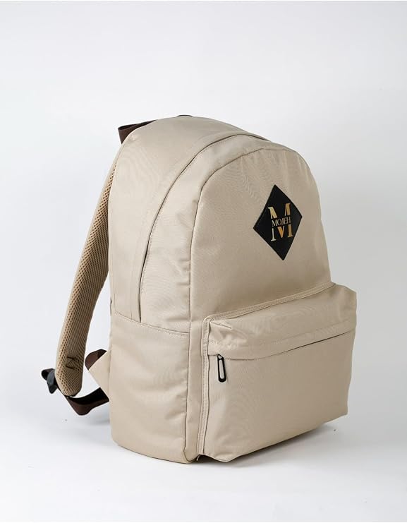 Basic Unisex İki Bölmeli Günlük Okul ve Seyahat Laptop Bölmeli Sırt Çantası, Krem