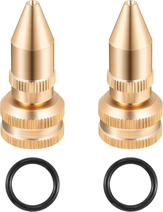 Feekoon 2 Pack Brass Adjustable Nozzle Replacement Compatible with Roundup 181331, All Brass Screw on Cone Nozzle Repair Kit having Gaskets Compatible with Scotts, Roundup, Smith Lawn, Garden Sprayer