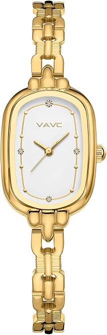 Women's Vintage Gold Bracelet Watch,Small Oval Analog Quartz Watch with Luxury Diamonds Dial,Waterproof.Adjustment Tool Included