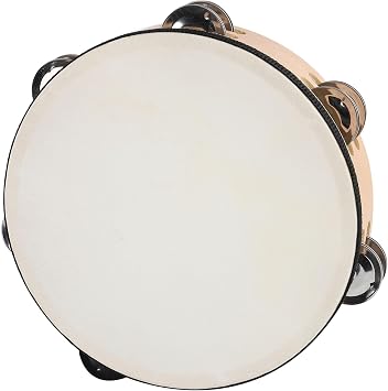 Goatskin Tambourine 10" and 8" kit With Metal Jingles Hand Held Drum Tambourines for Adults Church Dance Games KTV Party