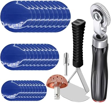 Tire Repair Patch Kit Heavy Duty, 35pcs Tire Repair Tools 42mm Tire Buffing Wheel 32/42/58mm Tire Patches with Tire Patch Roller Inner Liner Scraper for Car Motorcycle Bike Tractors Grinding