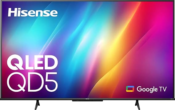 Hisense 55" Class QD5 Series QLED 4K UHD Smart Google TV, QLED Quantum Dot, Dolby Vision, 4K AI Upscale, Game Mode Plus, 55QD5N