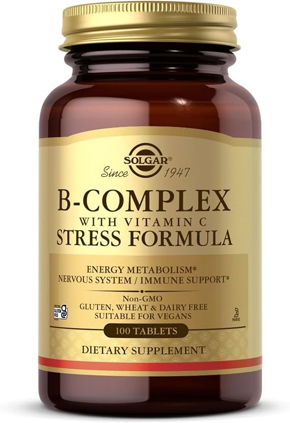 Solgar Vitamin B-Complex with Vitamin C Tablets - Pack of 100 - High Strength B-Complex - Energy, Immune and Nervous System Support - Vegan, Gluten Free and Kosher