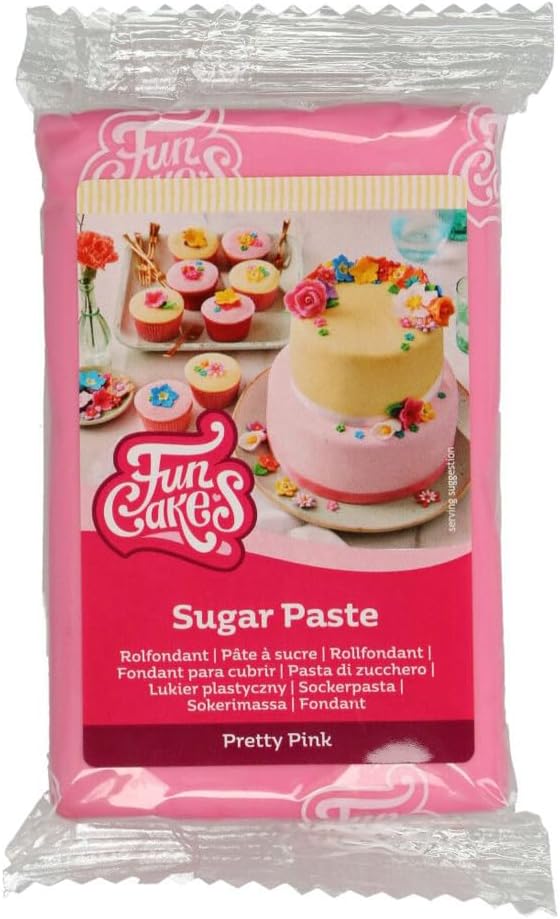 FunCakes Sugar Paste Pretty Pink, Easy to Use, Smooth, Flexible, Soft and Pliable, Perfect for Cake Decorating, Halal, Kosher and Gluten Free, 250 g