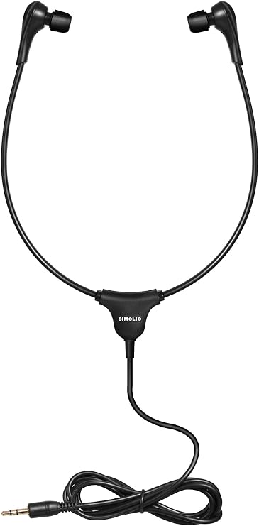 SIMOLIO Wired Noise Isolating Stethoscope Headset with Soft Eartips,Replacement Under-Chin Earphone for Wireless TV Speaker SM-621 SM-621D for Quiet TV Listening