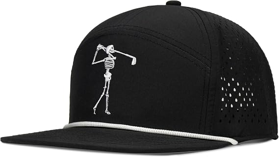 Bamveio Funny Golf Hats Flat Bill for Men Women,Golf Gifts Skull Baseball Cap for Adults Humor