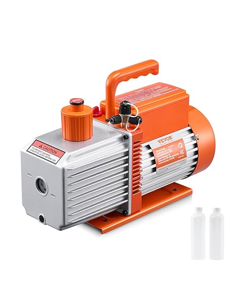 VEVOR Vacuum Pump 9 CFM HVAC 2 Stage Rotary Vane Vacuum Pump for R134a R22 R410a Systems Car AC Vacuum Pump Kit with Oil Bottle for Resin Gassing for Car Air Conditioner Maintenance