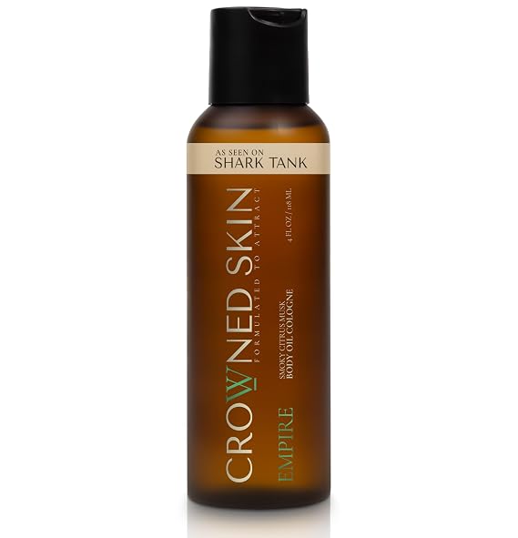 Crowned Skin Empire Body Oil Cologne for Men | Smoky Citrus Musk | As Seen On Shark Tank | Scented with Lemon & Lavender | Infused with Natural Jojoba & Grapeseed Oil | All-Day Fragrance | 4oz