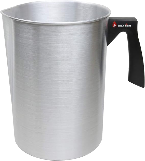EricX Light Candle Making Pouring Pot, 4 pounds, Dripless Pouring Spout & Heat-resisting Handle Designed Wax Melting Pot, Aluminum Construction Candle Making Pitcher