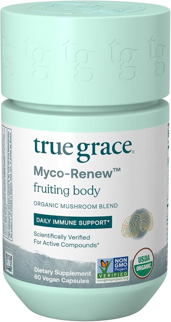 True Grace Mushroom Myco-Renew Blend Daily Immune Support - 120 Count Capsules - Organic
