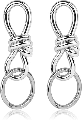 Twist Knot Clasp Bag Charm Keychain,D-Ring Keychain Heavy Duty Spring Snap Hook Fashion Accessory for Purse Backpack