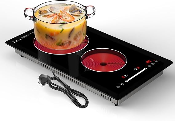 2 Ring Electric Hob, Electric Hob 2 Burner, Plug In Hob, Slider 3000W 30CM
