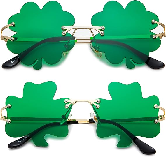 Hycredi St. Patricks Day Irish Accessories, Green Shamrock Sunglasses
