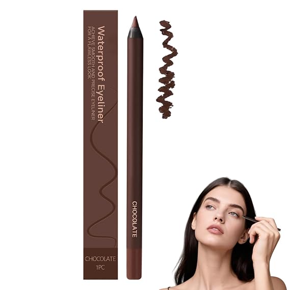 24 Hr Waterproof Eyeliner Duo Sharpenable Eye Pencil, 2025 New Eyeliner Pencil Waterproof, Long Lasting Eye Liner for Daily Makeup, No Smudging, Fading, Smooth And Easy To Color (Chocolate)