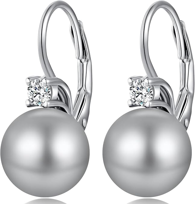 Pearl Earrings for Women Pearl Leverback Earrings 925 Sterling Silver