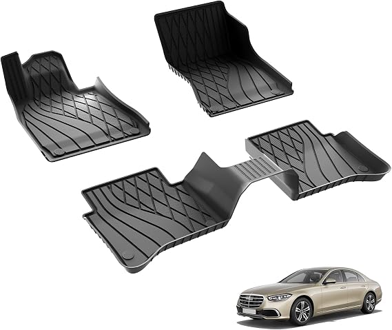 3W Floor Mats for Mercedes Benz S-Class W223 2021-2026 TPE Thorex™ All Weather 3D Tailored Fit Dog Friendly Car Accessories Waterproof & Scratch Resistant Non-Slip