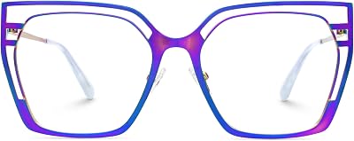 Zeelool Oversized Blue Light Glasses for Women Fashion Metal Square Eyeglasses Non Prescription Quinn