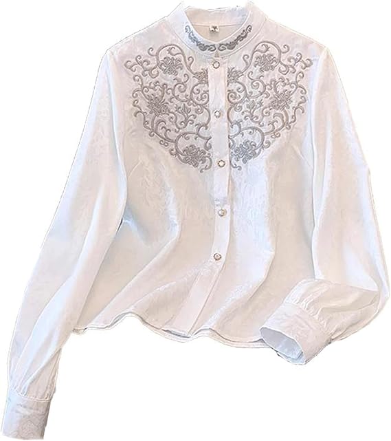 Spring Mamianqun Matching Blouse, Stand Collar Shirt for Traditional Wear
