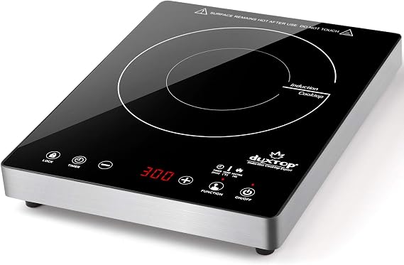 Duxtop Portable Induction Cooktop, High End Full Glass Induction Burner with Sensor Touch, 1800W Countertop Burner with Stainless Steel Housing, E200A