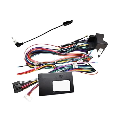 Quadlock Wiring Harness CAN Bus Decoder 16 Pin Plug to 12 Pin Connector Car Android Cable Adapter Compatible for Renault Megane 3 Fluence(with Antenna Adapter)
