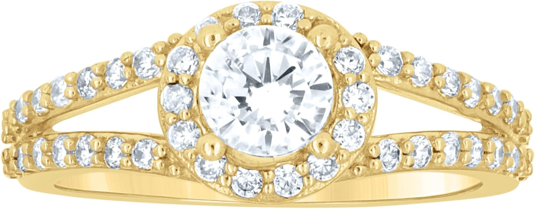 Jewels By Lux 10kt Yellow Gold Womens Cubic-Zirconia Engagement Ring