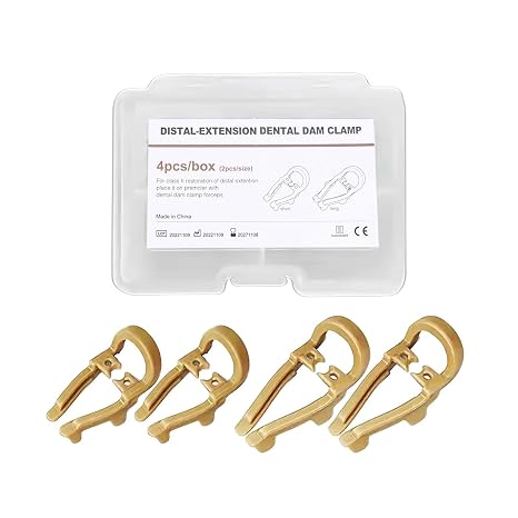 Dental Rubber Dam Clamps, Dental Distal Premolar Resin Clip Rubber Sheets Barrier Clips, Long Short Dentistry Material Teeth Repair Tools