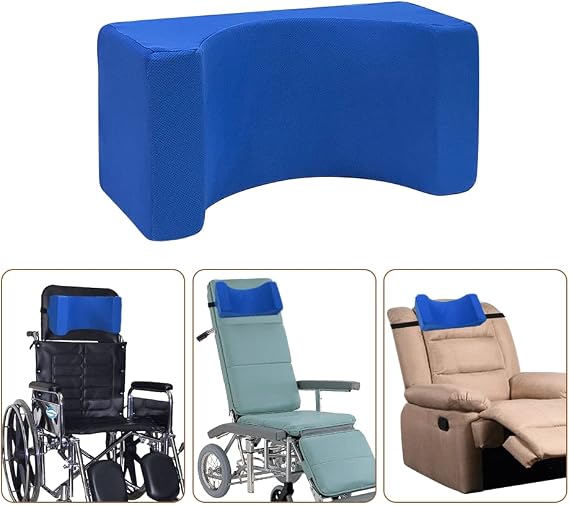 AOSSA Wheelchair Headrest Pillow, Neck Support Cushion for Recliner Chairs | Lightweight wheelchair attachment, head positioner for high back, Geri chairs, and recliners, with adjustable elastic strap