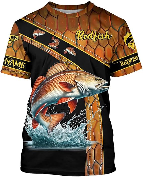 Redfish Fishing Scales UV Protection Custom Long Sleeve Fishing Shirts, red Drum Fishing Jerseys