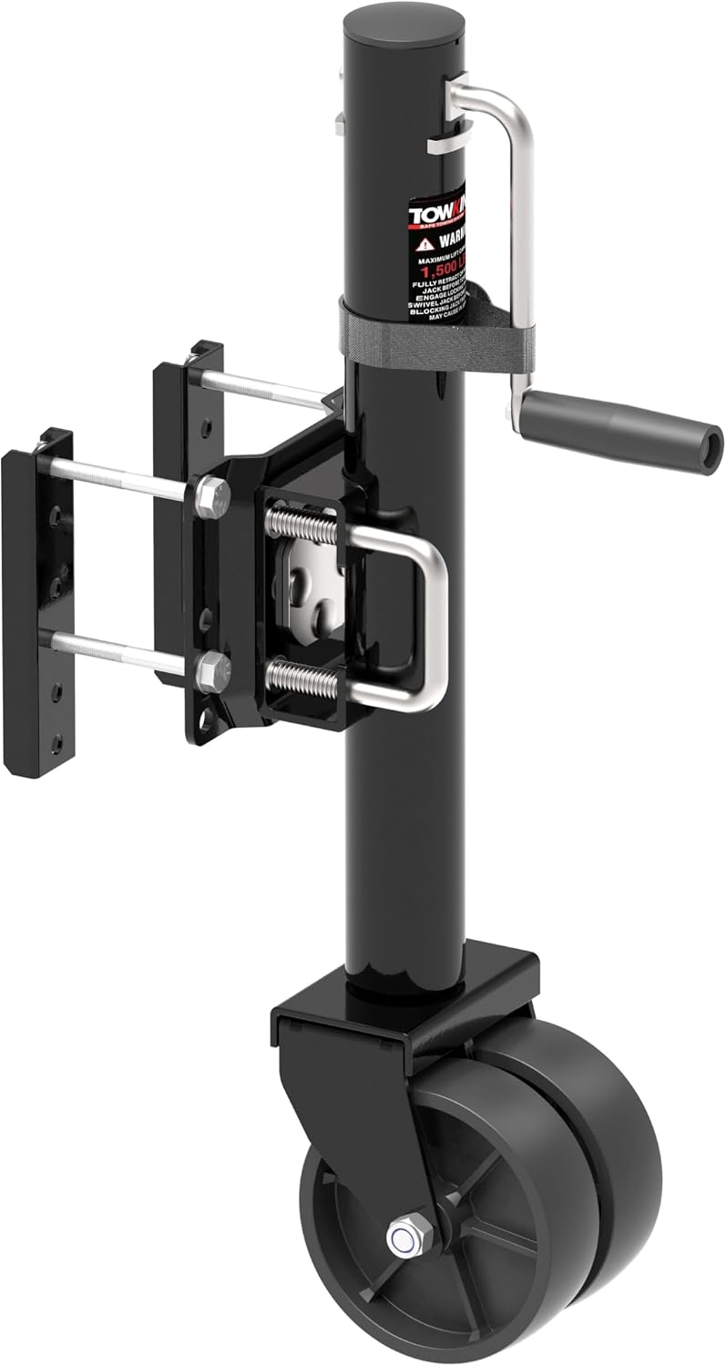 6-inch Dual Wheels Trailer Jack, 13 Vertical Movement, 1500 lbs, for RV, Boat, Trailer and More, Black
