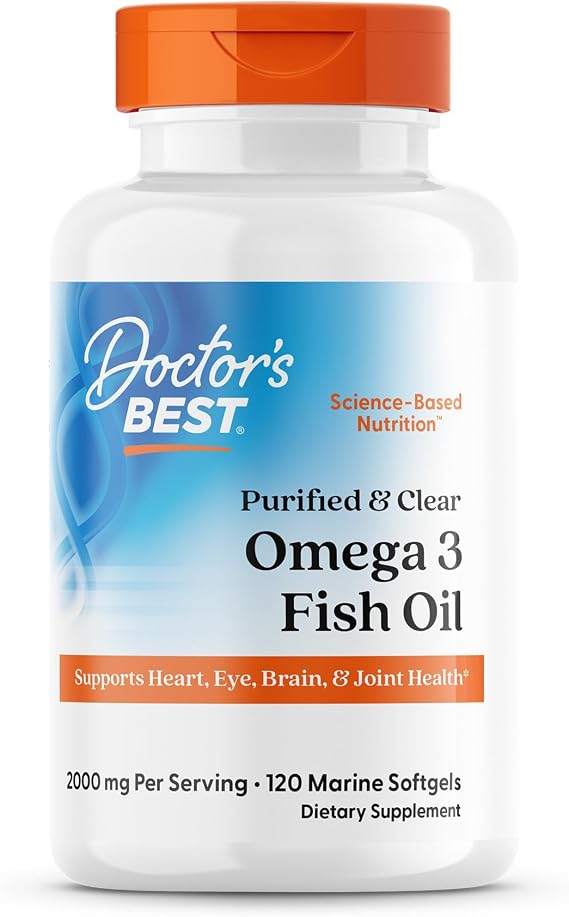 Doctor's Best Omega 3 Fish Oil Supplement, Gluten Free, 120 Marine Softgels