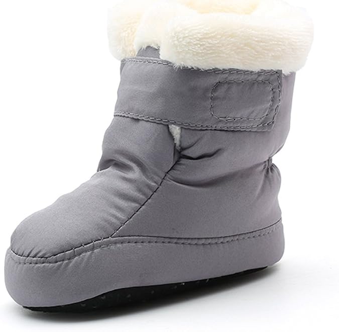 Kuner Newborn Baby Boys Girls Plush Boots Soft Sole Adjustable Winter Warm Snow Boots Crib Shoes for 3-18 Months