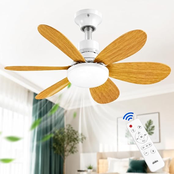 LED Işıklı Tavan Vantilatörü, Kumandalı 6 Kanatlı Tavan Fanı, 3 Hız Kademesi, 3 Işık Rengi (3000K/4000K/6500K), E27 Duy Uyumlu, Sessiz Motor, Çıkarılabilir Kanatlar, 52 cm [Enerji Sınıfı A]