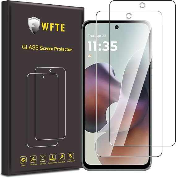 WFTE 2-Pack for Motorola Moto G56/G57 5G Screen Protector,Anti-Drop &amp; Anti-Scratch Protection Film,Bubble-Free,HD Clear Premium Screen Protector Tempered Glass For Motorola G56 5G