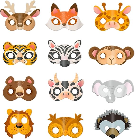 Kids Jungle Animal Masks for Masquerade, School Event & Party Craft